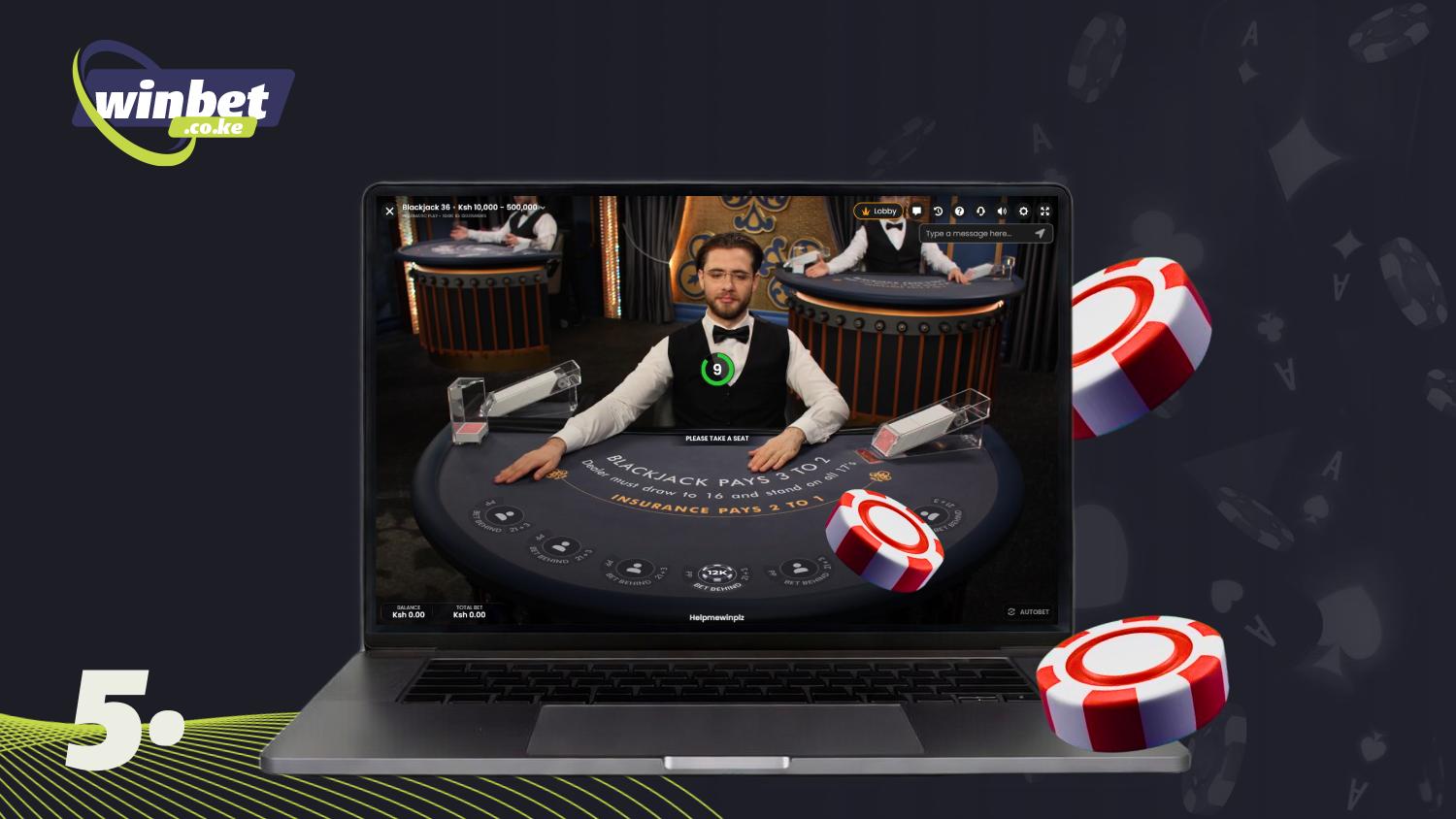 Place your bet before the dealer deals the cards and start playing blackjack in Kenya