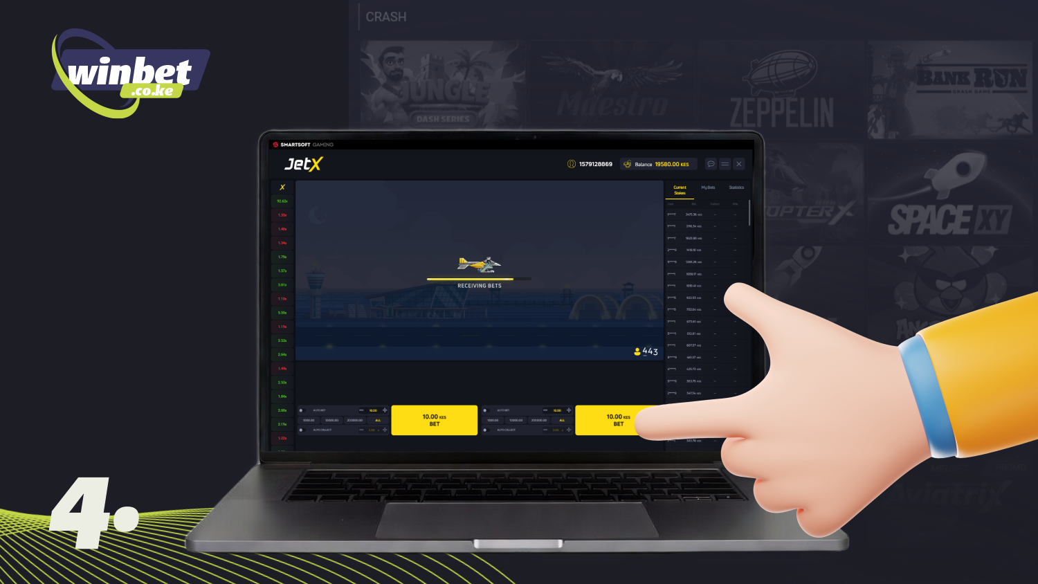 Place your bet in the Crash game and wait for the round to begin