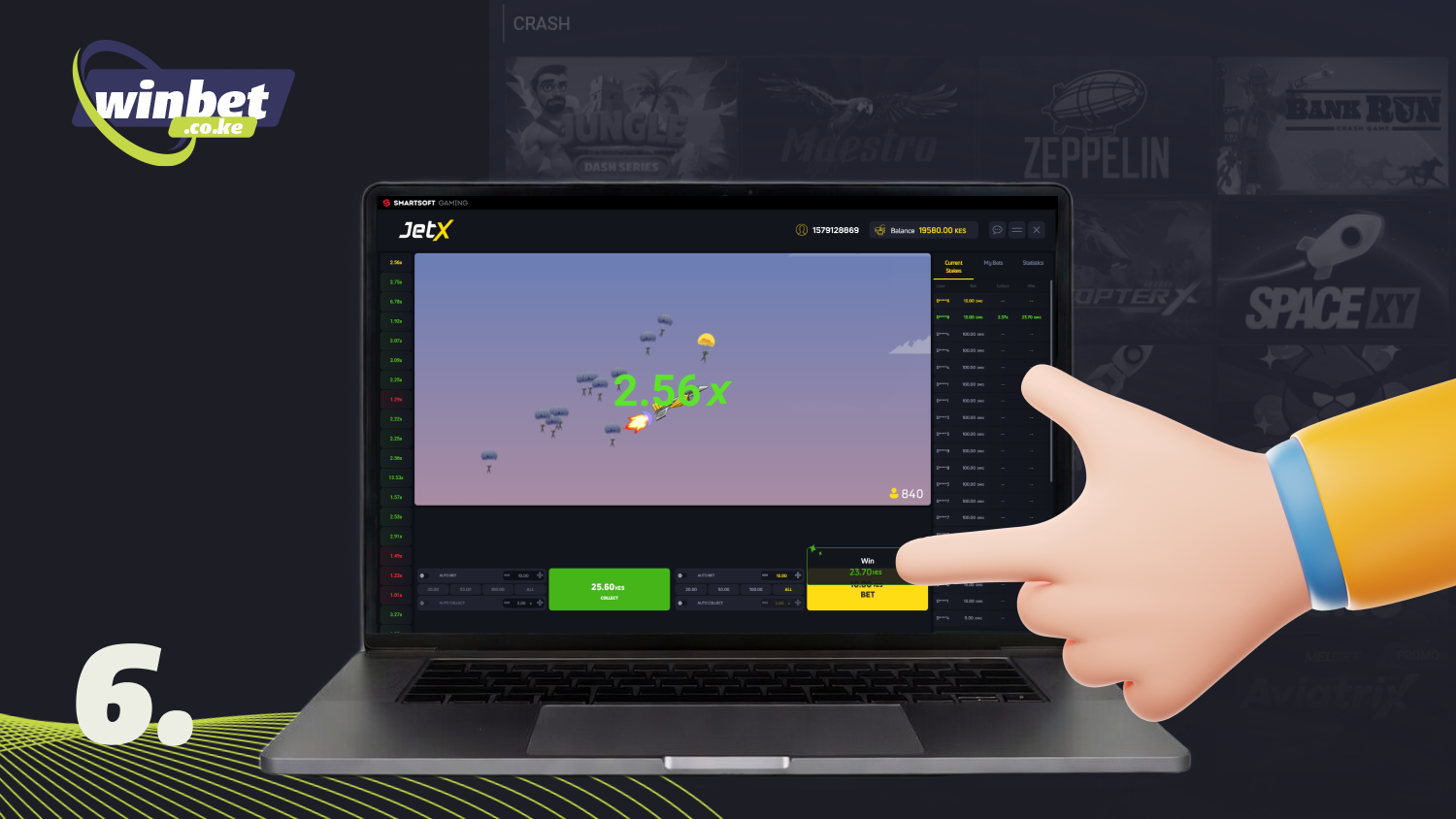 In the crash game, withdraw your bet before the multiplier falls