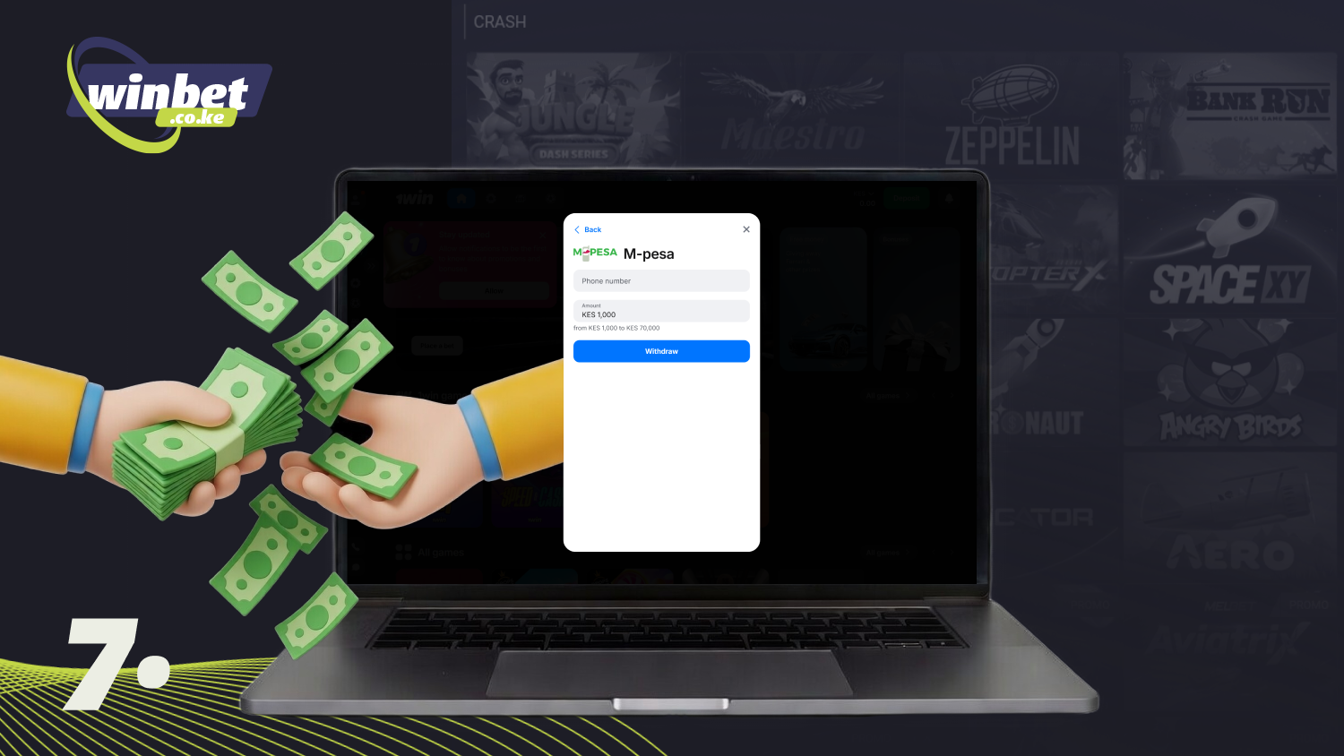 Players from Kenya can withdraw their winnings from crash games via M-Pesa