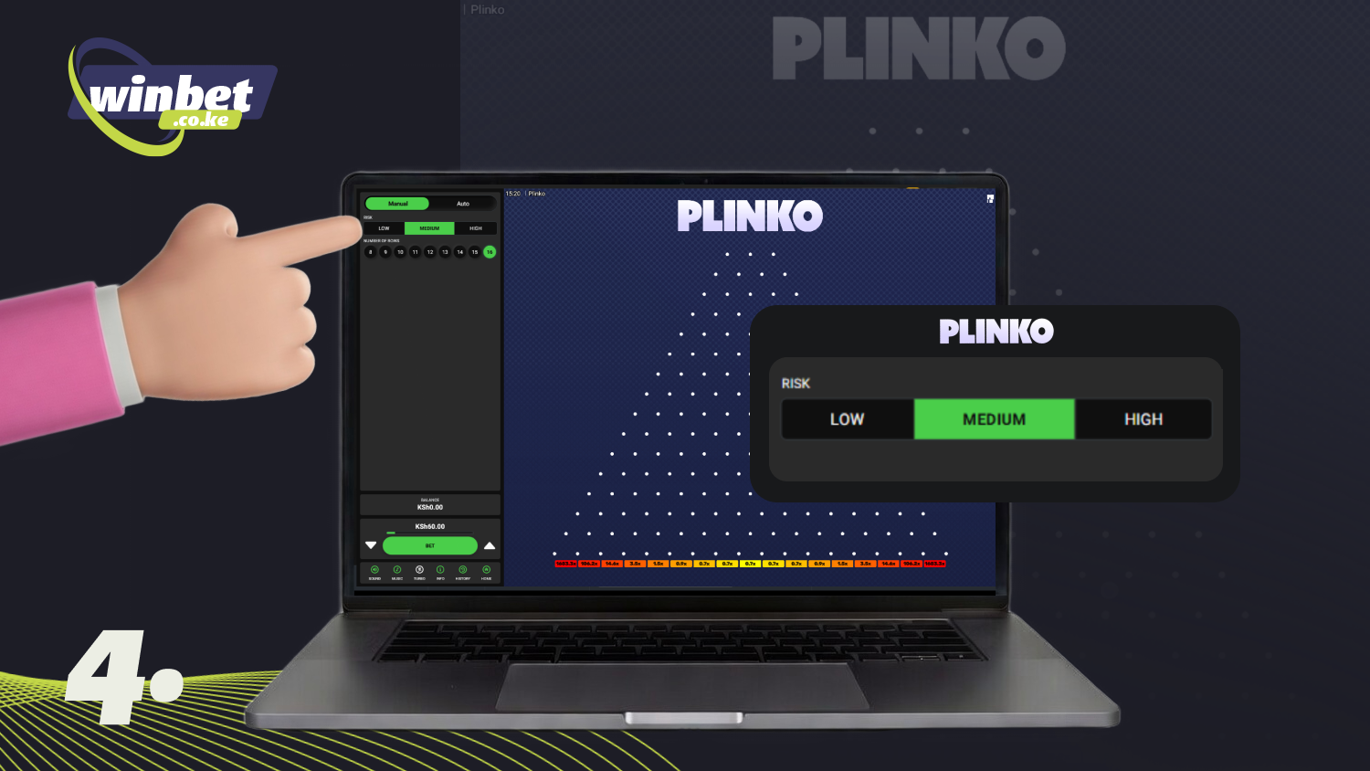 Select your risk level in Plinko before placing your bet