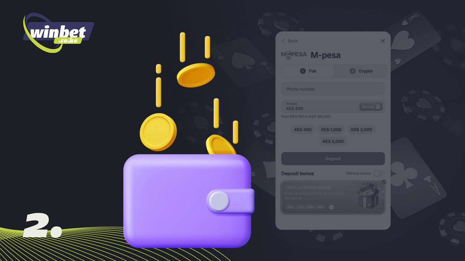 To start playing poker, players in Kenya need to choose a convenient payment method and make their first deposit