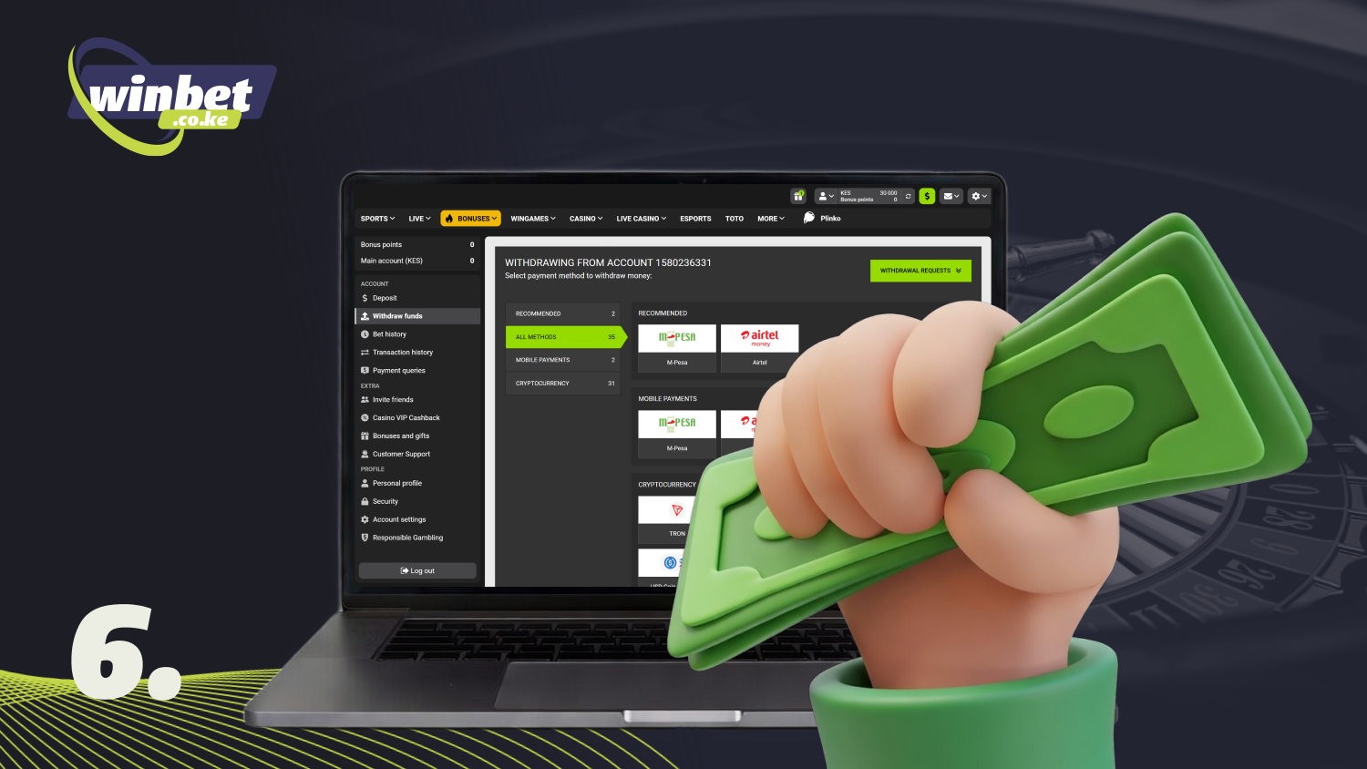 To withdraw winnings from roulette, players need to follow a few simple steps